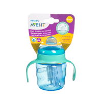 PHILIPS AVENT neišsiliejantis puodelis su silikoniniu snapeliu ir rankenėlėmis, melsvas, SCF551/05, 200 ml