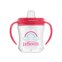 DR. BROWN'S mokomoji gertuvė su rankenėlėmis, rožinė 180 ml, N1