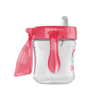 DR. BROWN'S mokomoji gertuvė su rankenėlėmis, rožinė 180 ml, N1