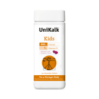 UniKalk aviečių ir braškių skonio kapsulės KIDS CALCIUM + D, N90