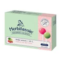HERBITASSIN becukriai ledinukai Herbal extracts + Vit C, aviečių ir obuolių skonio N4 