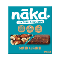 NAKD Karamelės skonio vaisių ir riešutų batonėlis su jūros druska 4x35g