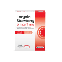 Laryxin Strawberry 5 mg/1 mg suslėgtosios pastilės, N24
