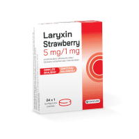Laryxin Strawberry 5 mg/1 mg suslėgtosios pastilės, N24