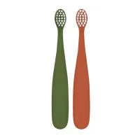 Mother-K Mažylio dantų šepetėliai, nuo 1 iki 2 metų (žalia, šilta ruda, 2 vnt.)