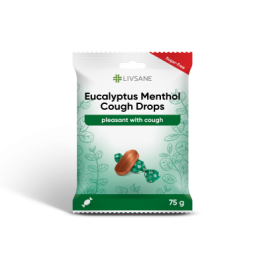 LIVSANE eukalipto ir mentolio skonio ledinukai, be cukraus 75 g