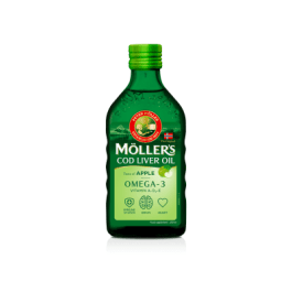 MOLLERS obuolių skonio skysti žuvų taukai, 250 ml