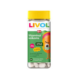 LIVOL vitaminai vaikams vaisių skonio, 60 kramtomųjų tablečių