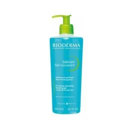 BIODERMA švelnus gelinis prausiklis riebiai, mišriai odai SEBIUM GEL MOUSSANT, 500 ml