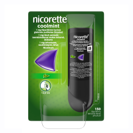 Nicorette Coolmint 1 mg/išpurškime burnos gleivinės purškalas, 150 išpurškimų