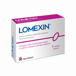 LOMEXIN 600 mg makšties minkštosios kapsulės N1