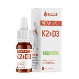 ECOSH vitaminai K2 (45μg) + D3 (2000IU, 50μg), 10ml