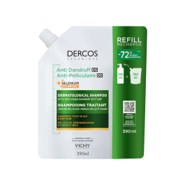 VICHY šampūnas nuo pleiskanų sausai galvos odai DERCOS, 390 ml