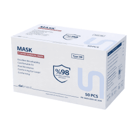 Vienkartinė medicininė veido kaukė, 3 sluoksnių, juodos spalvos N50
