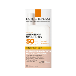 LA ROCHE-POSAY ANTHELIOS, apsauginis veido fluidas su atspalviu, SP50+, 50 ml