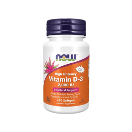 NOW Vitamin D-3 2000 IU minkštosios kapsulės High Potency N240