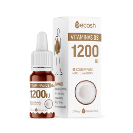 ECOSH vitaminas D3 su kokosų aliejumi 1200TV, 10 ml