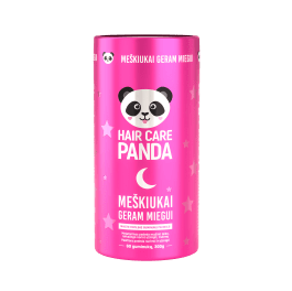 Maisto papildas „Hair Care Panda meškiukai geram miegui“, su melatoninu 1mg, 60 guminukų