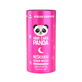 Maisto papildas „Hair Care Panda meškiukai geram miegui“, su melatoninu 1mg, 60 guminukų