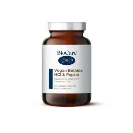 BIOCARE Betaino hidrochlorido ir Pepsino fermentai, kapsulės, N90