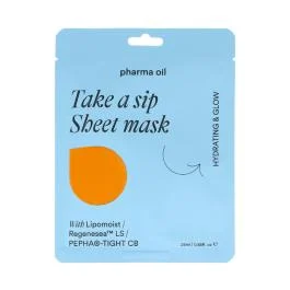 PHARMA OIL lakštinė veido kaukė Take a sip, 25 ml