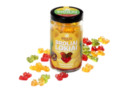 BROLIŲ MEDUS PASIFLORŲ, OBUOLIŲ IR AVIEČIŲ SKONIO GUMINUKŲ MIKSAS 500 g