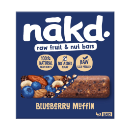 NAKD Vaisių ir riešutų batonėlis su mėlynėmis 4x 35g