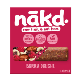 NAKD Vaisių ir riešutų batonėlis su avietėmis 4x35g