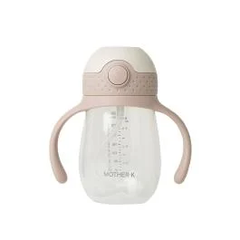 Mother-K HUG PP pagrindo gertuvė su šiaudeliu, 240 ml., Beige