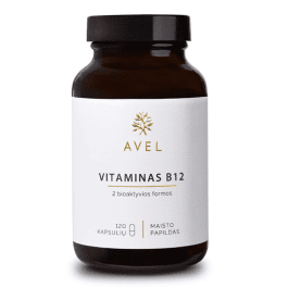 AVEL vitaminas B12, 2 bioaktyvios formos, 120 kapsulių