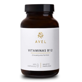 AVEL vitaminas B12, 2 bioaktyvios formos, 120 kapsulių
