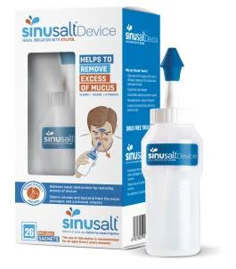 SinuSalt nosies plovimo sistemos ir plovimo druskos rinkinys