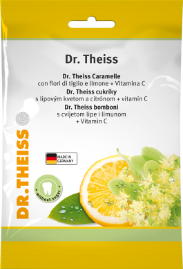 DR. THEISS liepžiedžių ir citrinų skonio ledinukai su vitaminu C Su saldikliais 75 g