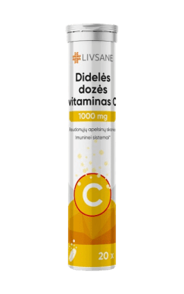 LIVSANE 1000 mg Vitamino C šnypščiosios tabletės N20