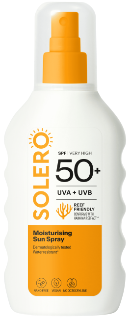 SOLERO drėkinamasis purškalas nuo saulės SPF 50+, 200 ml