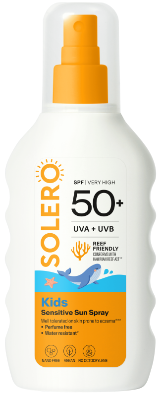 SOLERO vaikams skirtas jautrios odos purškalas nuo saulės SPF 50+ nuo 6 mėn, 200 ml