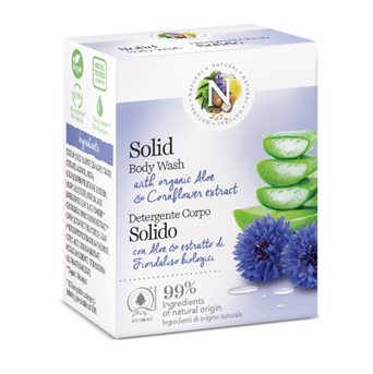 NATURAL kietasis kūno prausiklis su alavijų ir rugiagėlių ekstraktais, 50g