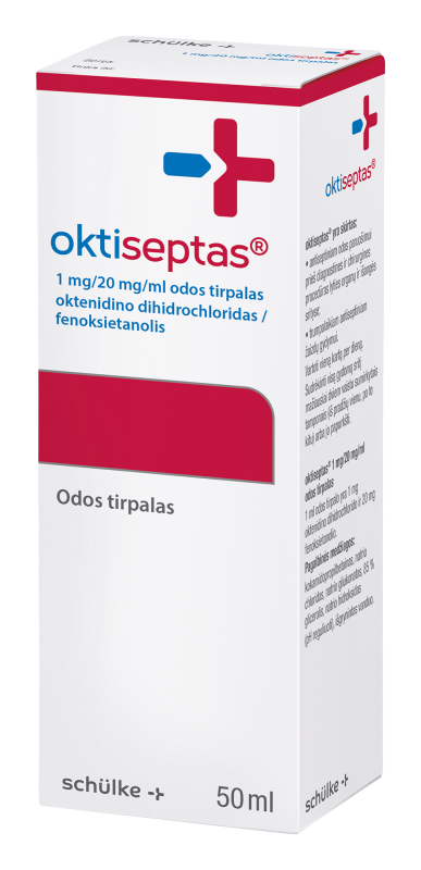 OKTISEPTAS 1 mg/20 mg/ml odos tirpalas 50 ml