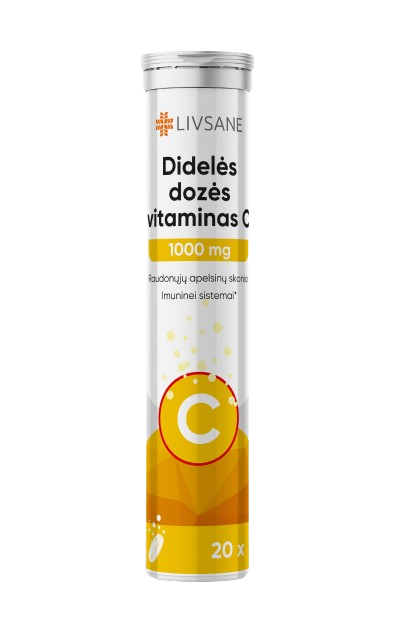 LIVSANE 1000 mg Vitamino C šnypščiosios tabletės N20