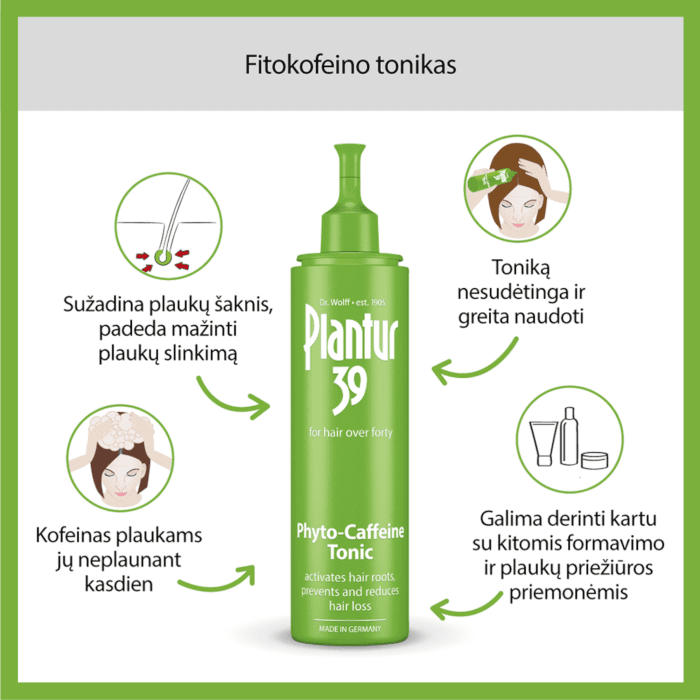 PLANTUR 39 tonikas su kofeinu nuo plaukų slinkimo 200 ml