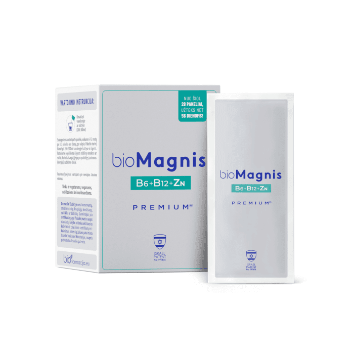 bioMAGNIS B6 premium+B12+cinkas milteliai, N28