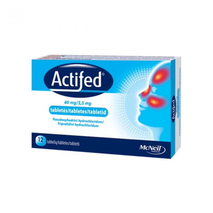 Actifed 60 mg/2,5 mg tabletės N12 