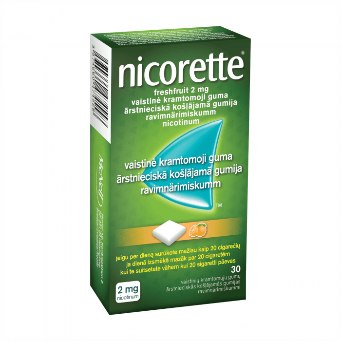 Nicorette Freshfruit 2 mg vaistinė kramtomoji guma N30