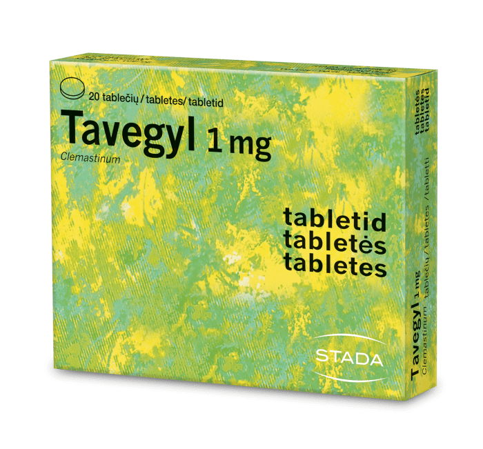 Tavegyl 1 mg tabletės N20
