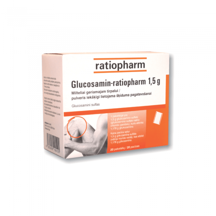 Glucosamin-ratiopharm 1,5 g milteliai geriamajam tirpalui N20