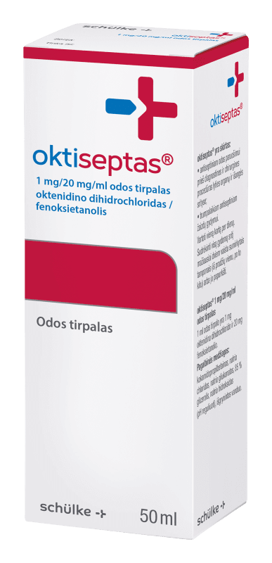 OKTISEPTAS 1 mg/20 mg/ml odos tirpalas 50 ml