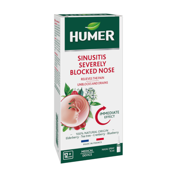 HUMER nosies purškalas nuo sinusito 15 ml