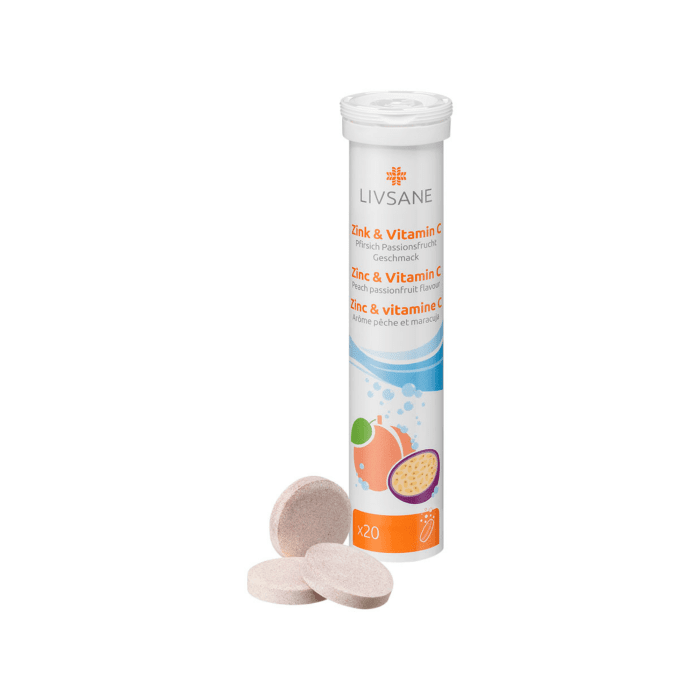 LIVSANE cinko ir Vitamino C šnypščiosios tabletės N20