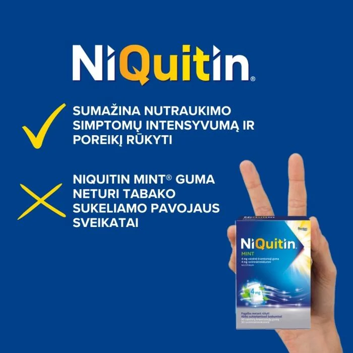 NiQuitin Mint 2 mg vaistinė kramtomoji guma N30