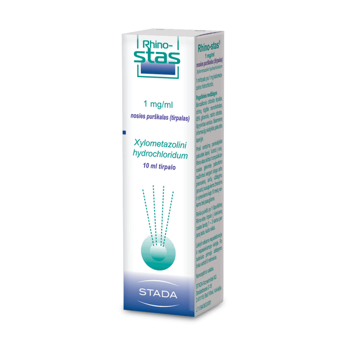 RHINO-STAS 1 mg/ml nosies purškalas 10 ml